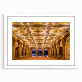 Abstract art print of Central Park with muted green and brown tones on a white-framed poster.