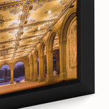 Extra large framed canvas of Central Park with textured black and colorful art, ideal for living room decor.