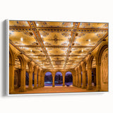 Vintage poster art of Central Park with colorful art on framed canvas, ideal for living room decor.