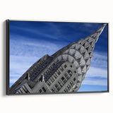 Black and white framed canvas of the Chrysler Building, ideal for bedroom wall art in a vintage poster style.