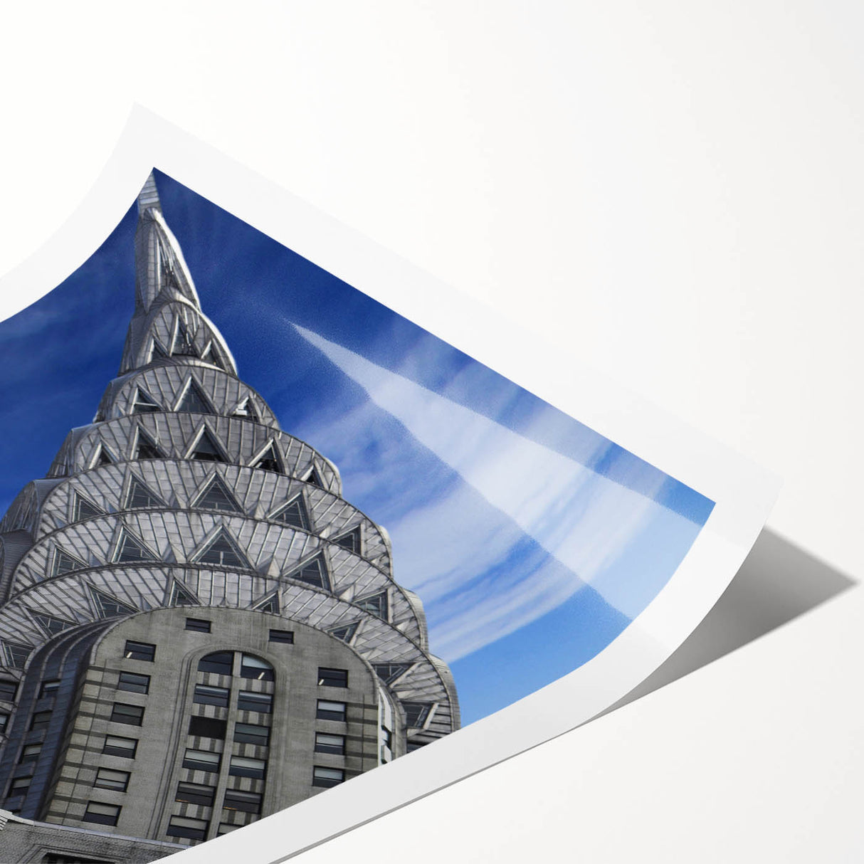 Extra large wall art featuring a line art depiction of flowers with a backdrop of the Chrysler Building.