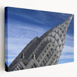 Side view of a stretched canvas depicting the Chrysler Building in grayscale tones, suitable for kitchen wall art.