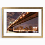 Extra large abstract art print featuring the Manhattan Bridge, in vibrant colors on textured canvas.