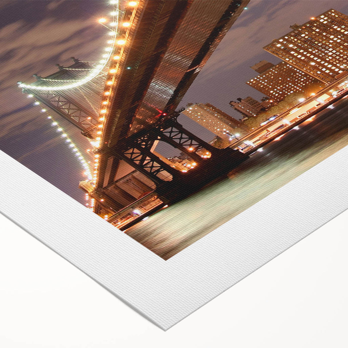Art Deco poster of Manhattan Bridge in muted gray, ideal for dining room wall art on rolled canvas.