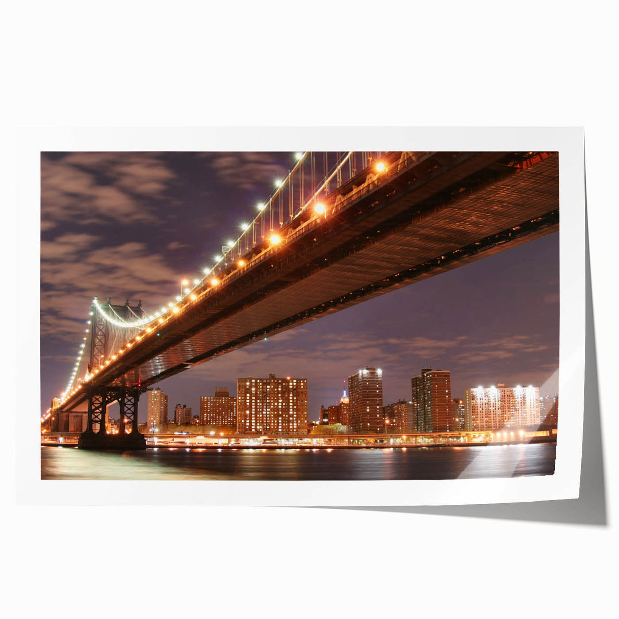 Extra large rolled print of the Manhattan Bridge in a grayscale palette, suitable for art wall dining room.