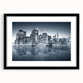 Extra large, textured abstract art print of Manhattan skyline in vibrant colors on a framed canvas.