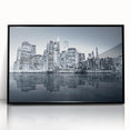 Large abstract wall art depicting Manhattan skyline in black and white, framed acrylic, ideal for modern art wall decor.