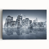Black and white large art print of Manhattan skyline on stretched canvas, suitable for kitchen wall art.