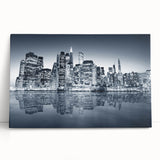 Black and white stretched canvas of Manhattan skyline, ideal for kitchen wall art or bedroom ambiance.