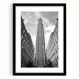 Colorful abstract art print of NYC skyline, textured on large framed canvas, suited for living room decor.