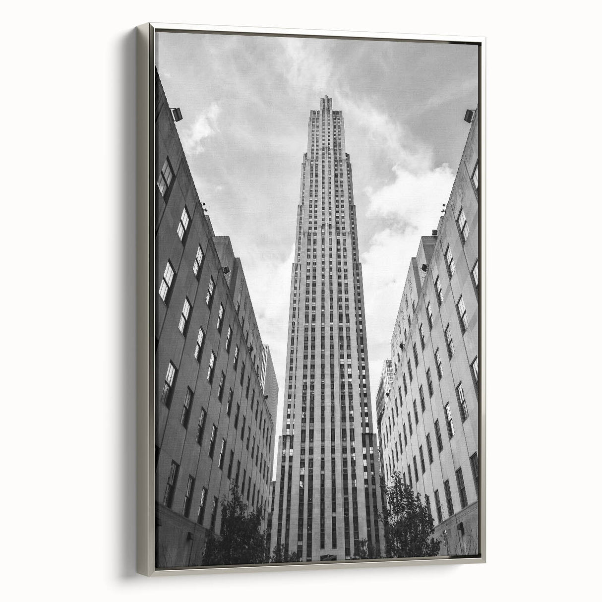 Framed canvas landscape art painting featuring a vintage New York City view in black and colorful tones.