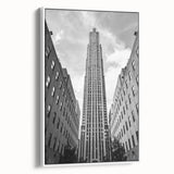 Framed canvas of vintage poster art featuring a scenic New York City view in vibrant colors, ideal for living room decor.