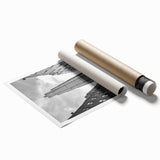 Extra large rolled print of New York City skyline in muted gray tones, ideal for classy bathroom wall art.