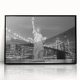Large abstract wall art featuring the Statue of Liberty in monochrome tones, framed in black acrylic.