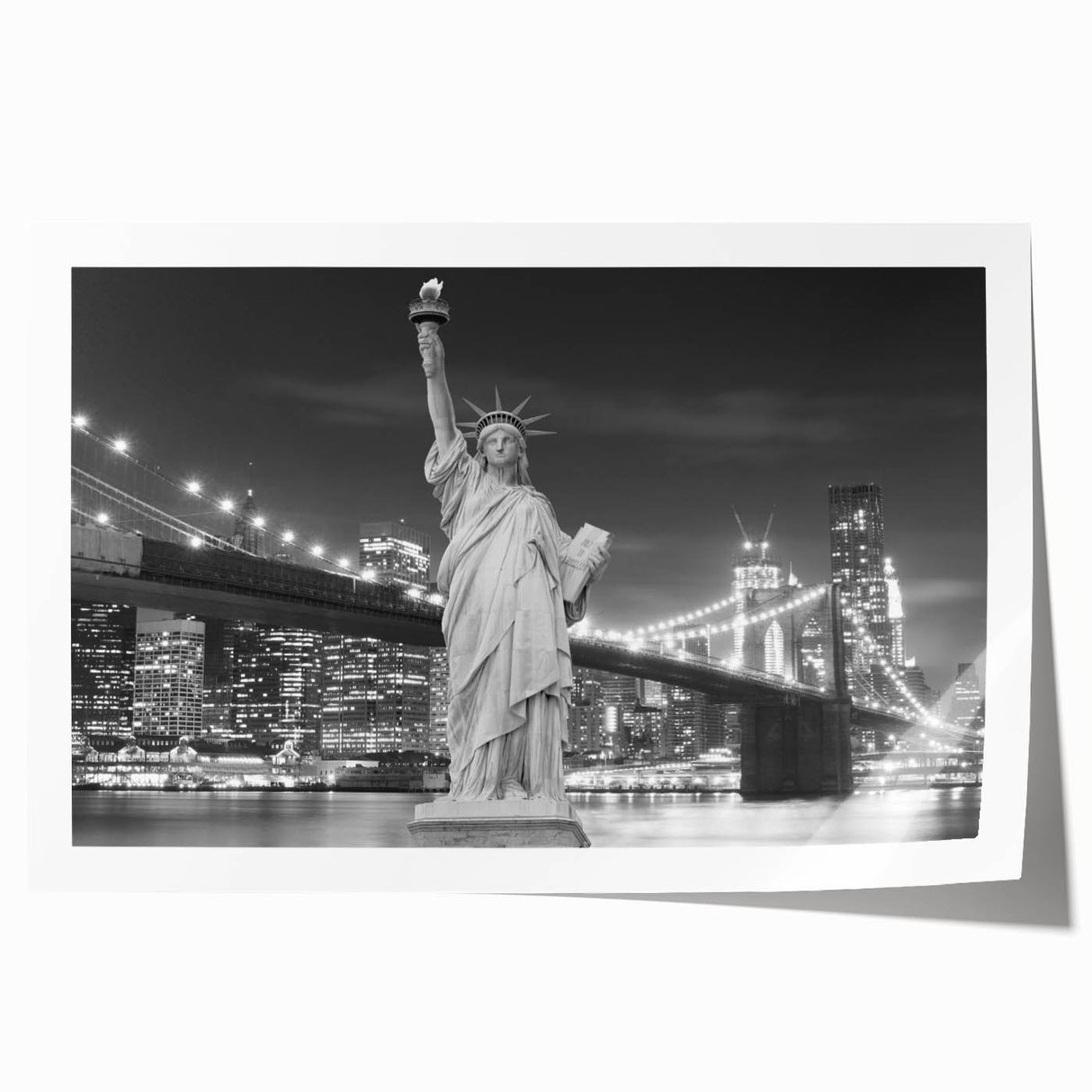 Rolled print of the Statue of Liberty in pastel shades, ideal for art wall dining room placement.