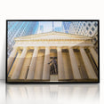 Large abstract wall art of NYC skyline in black and white, acrylic print framed in black, suitable for modern office decor.