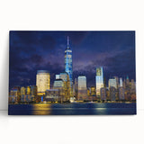 Black and white stretched canvas of NYC Trade Center, ideal for kitchen wall art or bedroom ambiance.