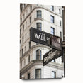 Acrylic print of New York City's Wall Street in muted gray tones, suitable for bedroom or dining room decor.