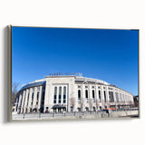 Landscape art painting of NYC with colorful skyline on framed canvas, ideal for modern living room decor.