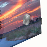 Large abstract wall art depicting Oklahoma scenery in muted earth tones on acrylic glass, suitable for dining room ambiance.