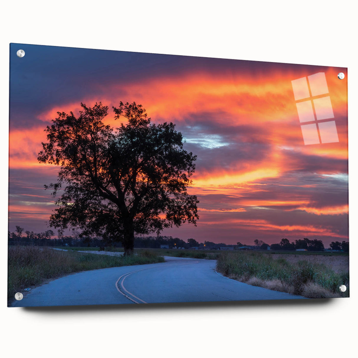 Large abstract wall art depicting the Oklahoma USA scenery in muted earth tones on acrylic glass.