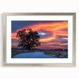 Textured abstract art print of Oklahoma scenery in muted earth tones, framed in silver, ideal for bedroom art.