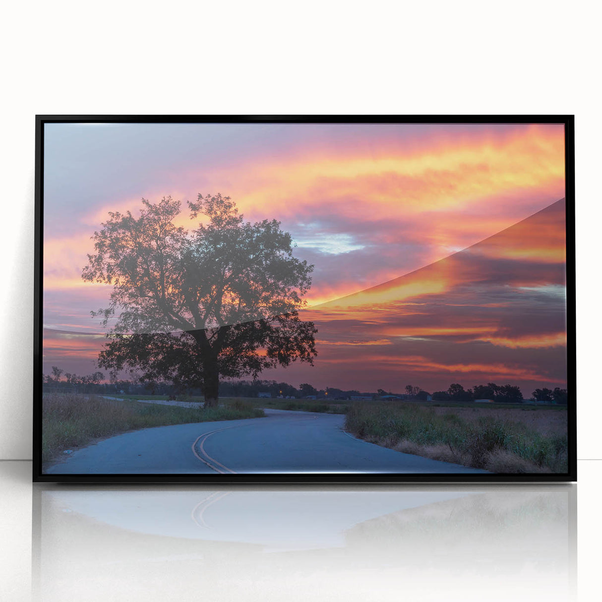 Large abstract wall art depicting Oklahoma scenery in muted earth tones on a framed acrylic.