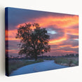 Large stretched canvas depicting a serene Oklahoma landscape in muted earth tones, ideal for kitchen wall art.