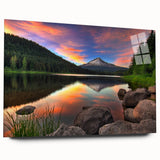 Acrylic print of Mount Hood in Oregon, featuring muted earth tones, ideal for bedroom or dining room art.