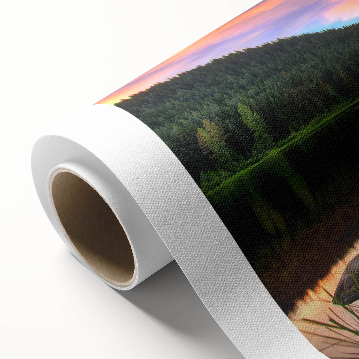 Art deco poster of Mount Hood, Oregon in pastel shades on rolled canvas, ideal for nursery wall art.