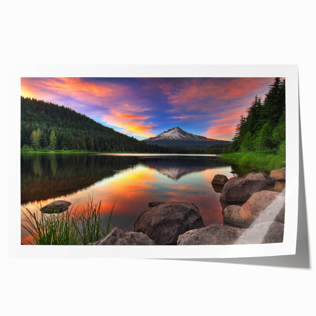 Rolled print of Mount Hood, Oregon, in muted earth tones, ideal for art wall dining room ambiance.