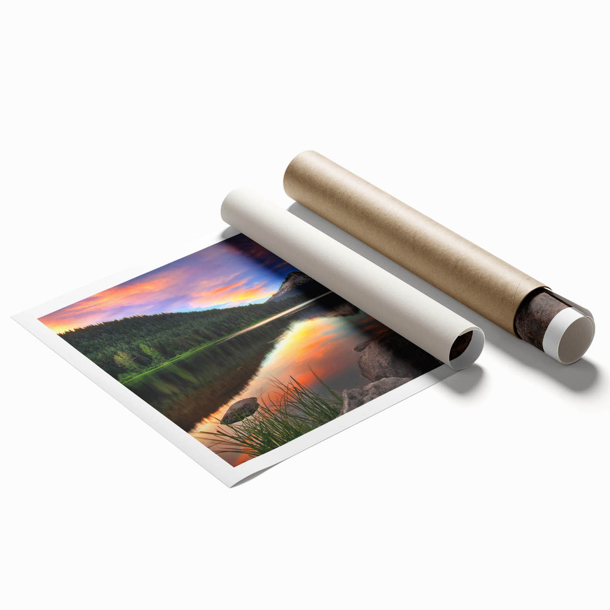 Extra large rolled print of Oregon's Mount Hood in pastel shades, ideal for classy bathroom wall art.