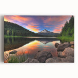 Large black and white wall art of Mount Hood, Oregon on stretched canvas, ideal for kitchen art.