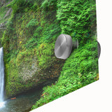 Acrylic print of Multnomah Falls in Oregon, featuring large abstract shapes and mid-century modernist style.