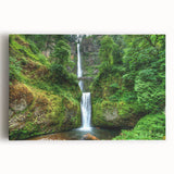 Black and white photograph of Multnomah Falls in Oregon on large stretched canvas, ideal for kitchen wall art.