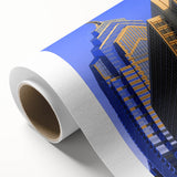 Art deco poster of Philadelphia skyline in pastel shades on rolled canvas, ideal for nursery wall art.