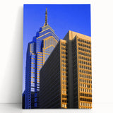 Black and white stretched canvas of Philadelphia skyline, ideal for kitchen wall art or bedroom ambiance.