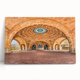 Black and white stretched canvas of Pittsburgh skyline, ideal for kitchen wall art.