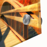 Large abstract wall art depicting a Pennsylvania scenery in muted earth tones on acrylic glass.