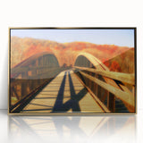 Framed acrylic print of a Pennsylvania landscape in muted earth tones, suitable for modern art wall decor.