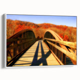 Vintage poster art of Pennsylvania scenery on a large framed canvas, featuring colorful art in a black and white palette.
