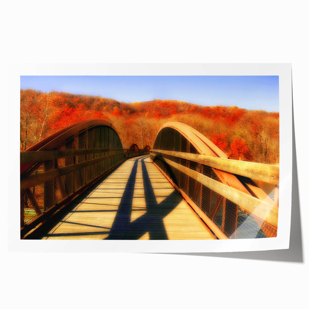 Scenic Pennsylvania landscape on a rolled print, featuring lush greenery and soft blue skies, suitable for dining room decor.