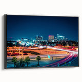 Black and white framed canvas of Phoenix Valley landscape in a vintage poster style, ideal for bedroom wall art.