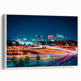 Vintage poster art of Phoenix Valley on a framed canvas, featuring colorful art with black borders.