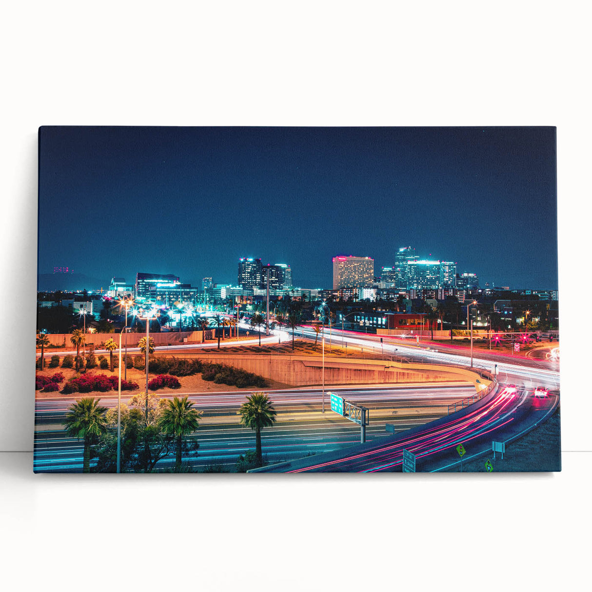 Black and white panoramic view of Phoenix Valley on stretched canvas, ideal for kitchen wall art or bedroom.