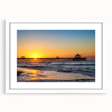 Abstract art print of South Carolina scenery in muted earth tones on a framed white mat, ideal for dining room decor.