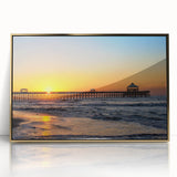 Acrylic print of a South Carolina landscape in muted green and blue tones, framed in gold, suitable for modern nursery decor.