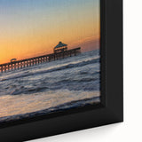 Extra large black wall art depicting a textured South Carolina scenery in colorful hues on a framed canvas.
