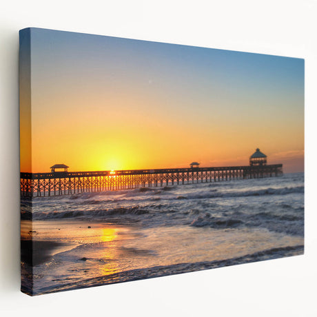 Large stretched canvas of a South Carolina landscape in muted green and blue tones, ideal for kitchen wall art.