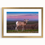 Extra large framed wall art of an abstract depiction of South Dakota Badlands in muted earth tones.